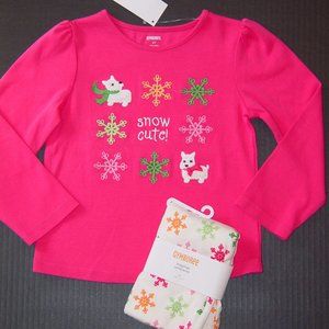 NWT Gymboree 24M 2T or 4T pink TOP snowflake Leggings set Snow Cute puppy